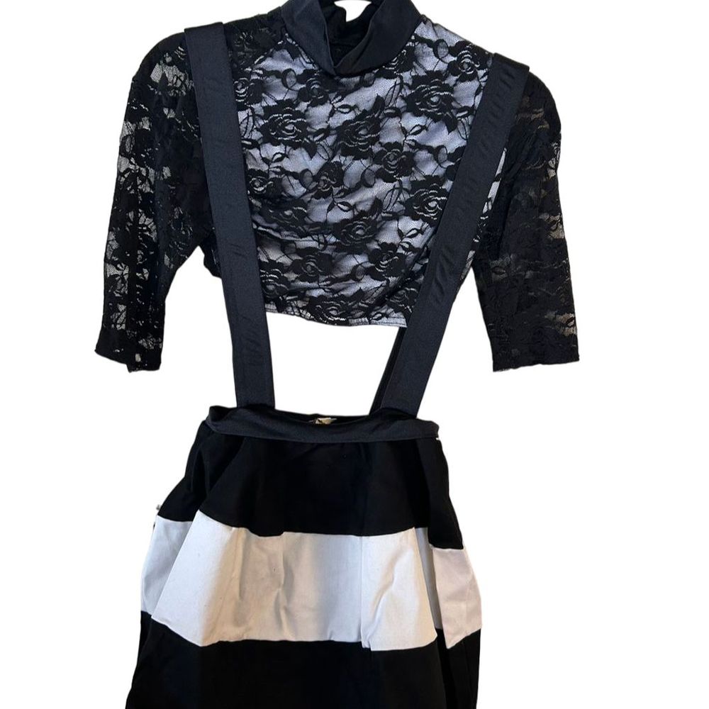 Kelle Adults Small Dance Jazz Lyrical Costume Size Small Black White Two Piece